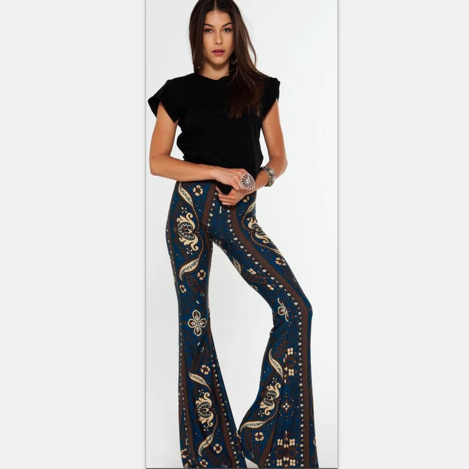 WLKE Women Elastic Boot Cut Trousers High Waist Wide Leg Pants Loose ...