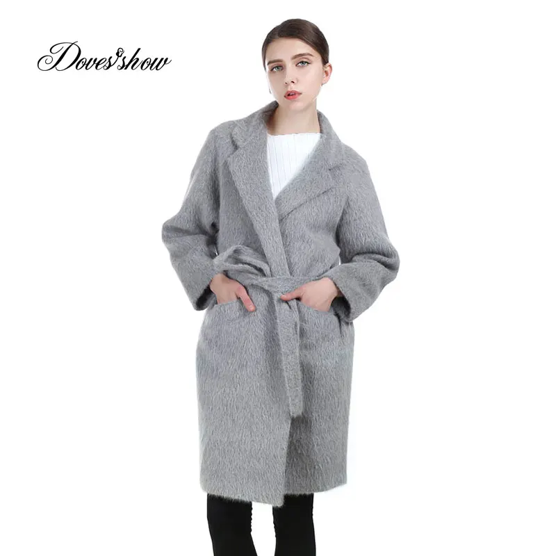 Casaco Femmes En Gris Manteau Nouveau Kjgrayminkfur De Longue Veste 2017 Feminino Vison Mélanges Manteaux D'hiver Fourrure Femme Laine Cachemire xxarnf