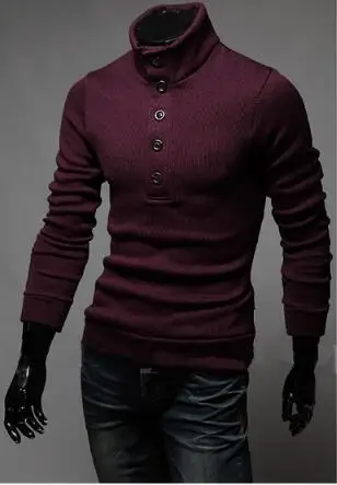 WEONEDREAM вязаный пуловер для мужчин с отворотом модные свитера полиэстер Толстая теплая зимняя мужская рубашка зимний мужской свитер XXL - Цвет: wine red