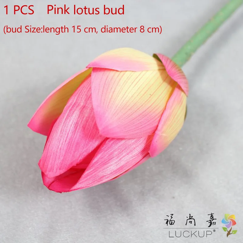 1 шт. Красивые Искусственные Большие Шелковые цветы лотоса пластиковые листья вечерние украшения для дома подарок F358 - Цвет: Pink lotus bud