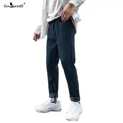 Бесплатная доставка джинсовые манжеты узкие брюки-Карандаш мужские повседневные до щиколотки обтягивающие мужские джинсы дышащие