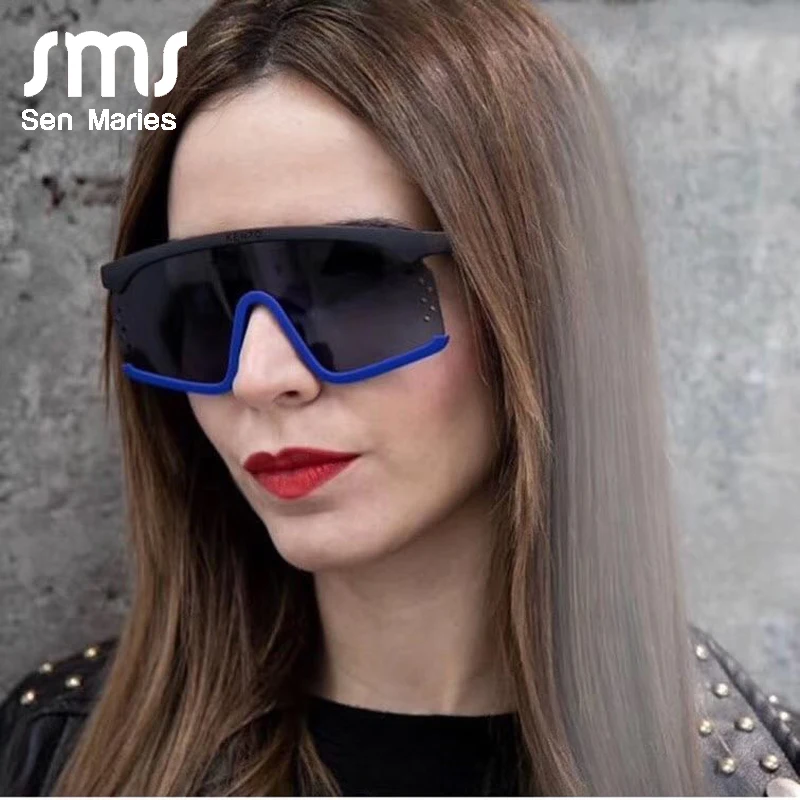 New Cat Eye Goggles Sunglasses Men Women 2019 Luxury Brand Fashion One Piece Red Blue Colorful Oversized Sunglasses Shades UV400 New Cat Eye Goggles Sunglasses Men Women 2019 Luxury Brand Fashion One Piece Red Blue Colorful Oversized Sunglasses Shades UV400