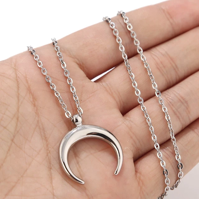 Crescent Half Moon Everyday Rustic .925 Sterling Silver Necklace –  KesleyBoutique