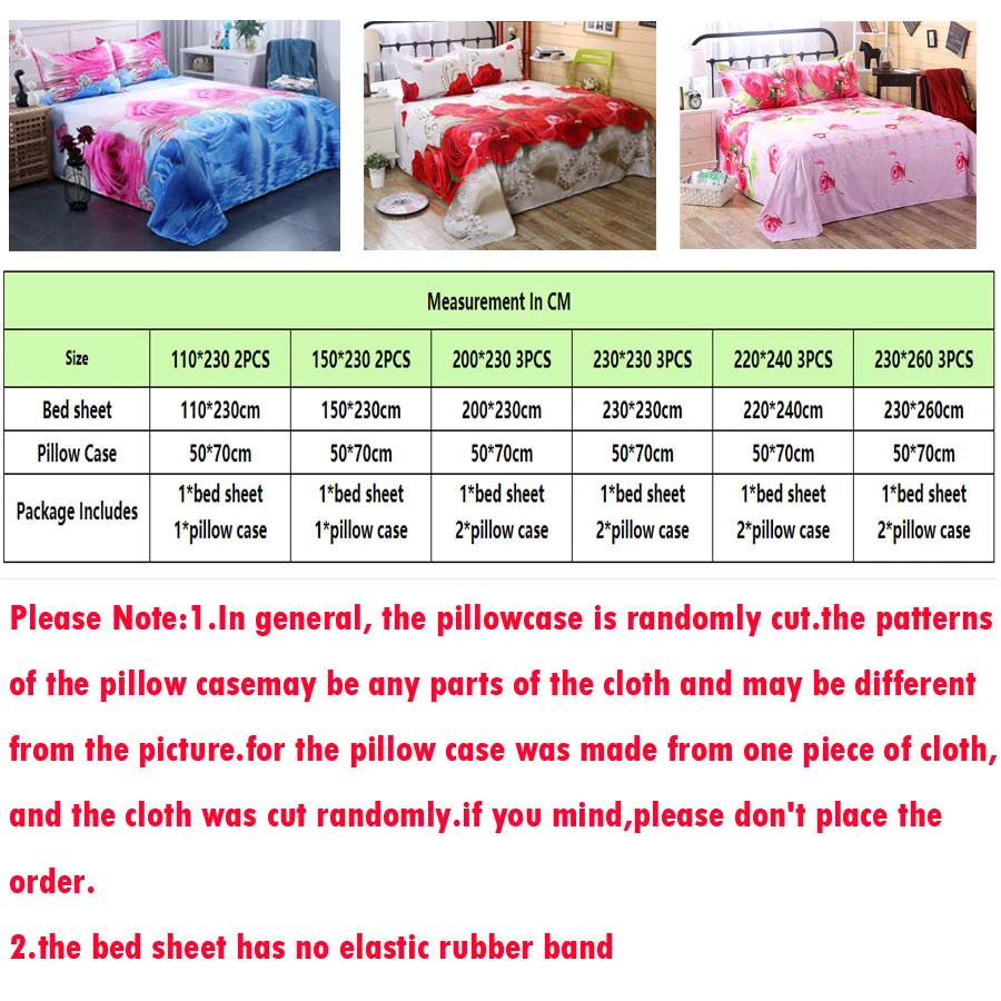 3D Bedding Sheet Pillow Case Cover Set Flower Rose Lily Peacock Animal For Single Double Twin King Bed Home Textile Hot Sale