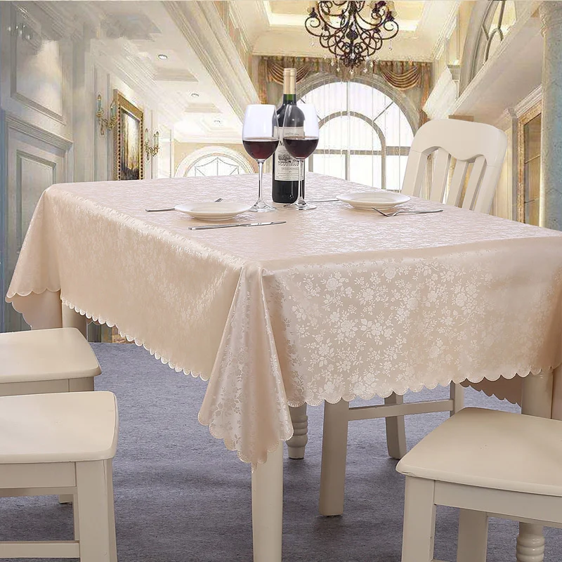  Luxury waterproof anti-hot oil table cloth Jacquard printed flower tablecloth pattern checked Recta