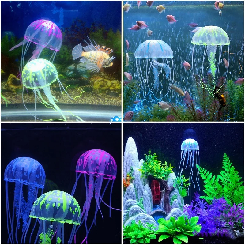 Искусственный плавающий светящийся эффект Медузы аквариумное Украшение Аквариум подводный живой растение светящийся орнамент водный пейзаж
