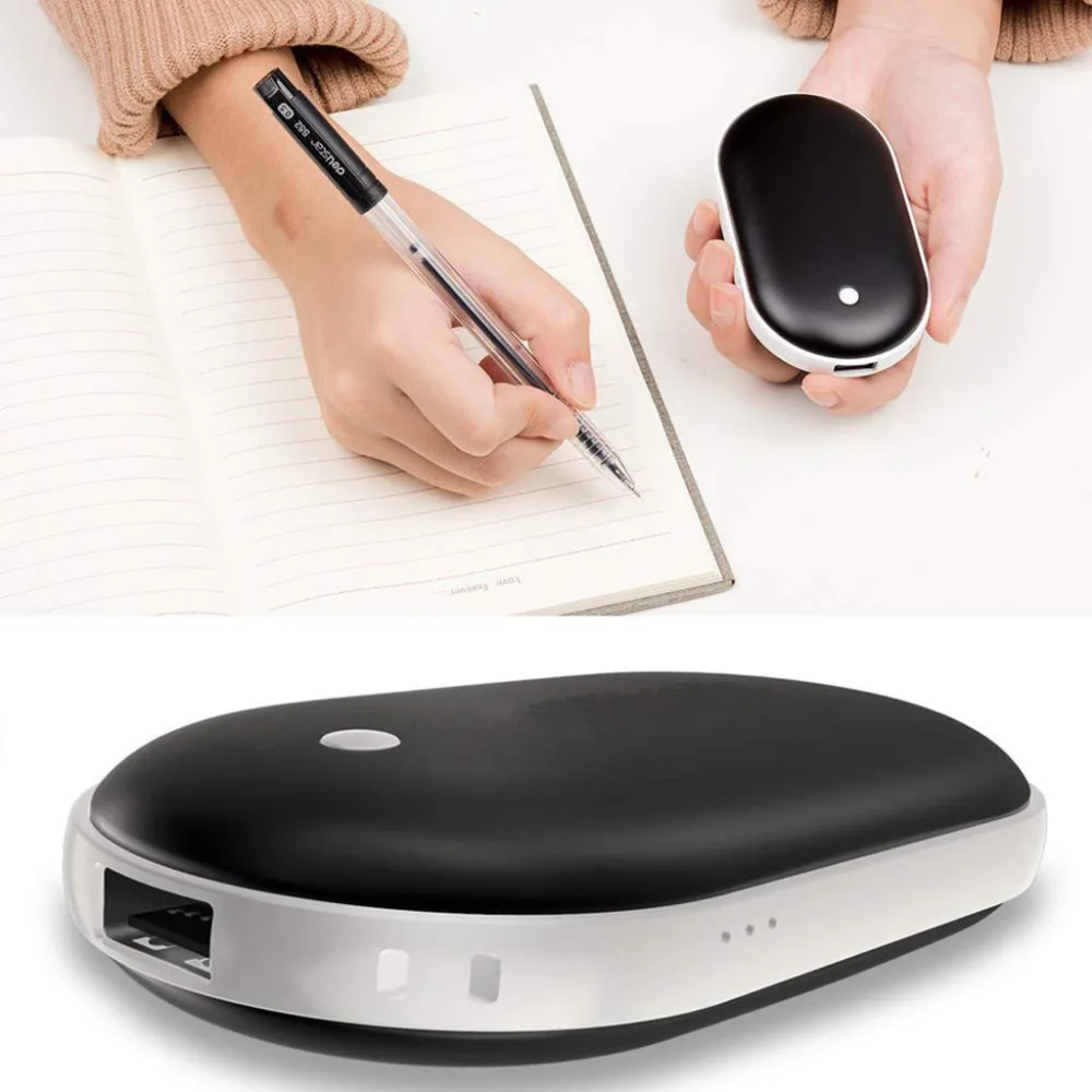 

5200mAh USB Rechargeable Electric Hand Warmer Winter Pebbles Double-Side Heating Mini 5V Long-Life Pocket Power Bank 2 in 1 #F