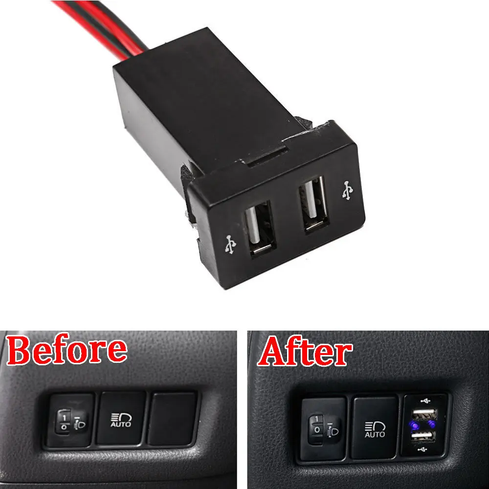 

BBQ@FUKA New Car Interior ABS Styling Fit For TOYOTA C-HR CHR 2016-2017 Car Console 2 USB Connector Charger Switch Modify set