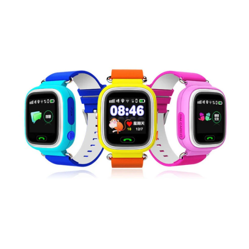 Модные Q90 gps телефон позиционирования детские часы 1,22 дюймов цветной сенсорный экран wifi SOS Смарт часы