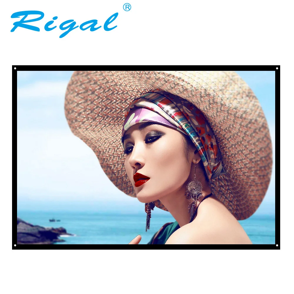 Rigal 60 100 بوصة 16:9 المحمولة العارض شاشة الإسقاط البلاستيك شاشة ماتي الأبيض الحائط المسرح المنزلي شريط السفر