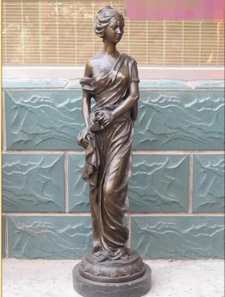 

33"Huge Bronze ART Full woman sculpture belle