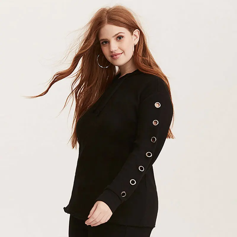 Kissmilk Plus Size Autumn 2018 Tops For Lady O Neck Rivet Women Normcore Slim Handsom Casual Streetwear Black Sweatshirt Kissmilk Plus Size Autumn 2018 Tops For Lady O Neck Rivet Women Normcore Slim Handsom Casual Streetwear Black Sweatshirt