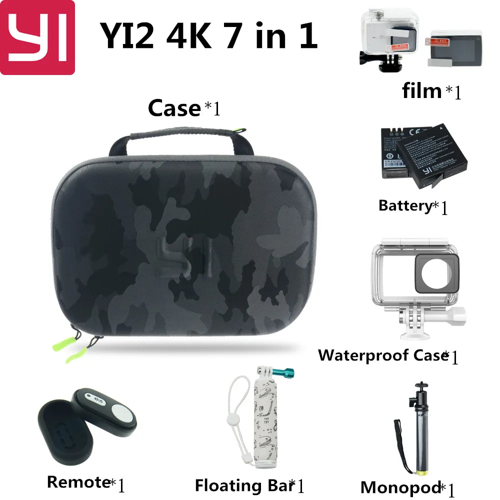 7 in 1 Xiaomi Yi 2 4k Action Camera Accessories Set with Waterproof