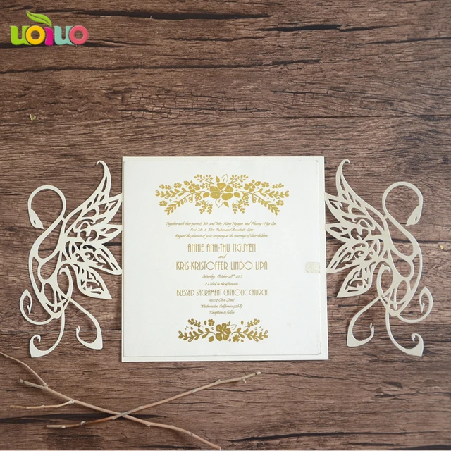 10pcs hollow out decorative pattern swan wedding invitation card