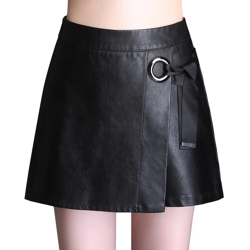 ZXRYXGS брендовая юбка мода слово юбка шорты Осень Зима Высокое качество PU кожаная юбка шорты талия шорты