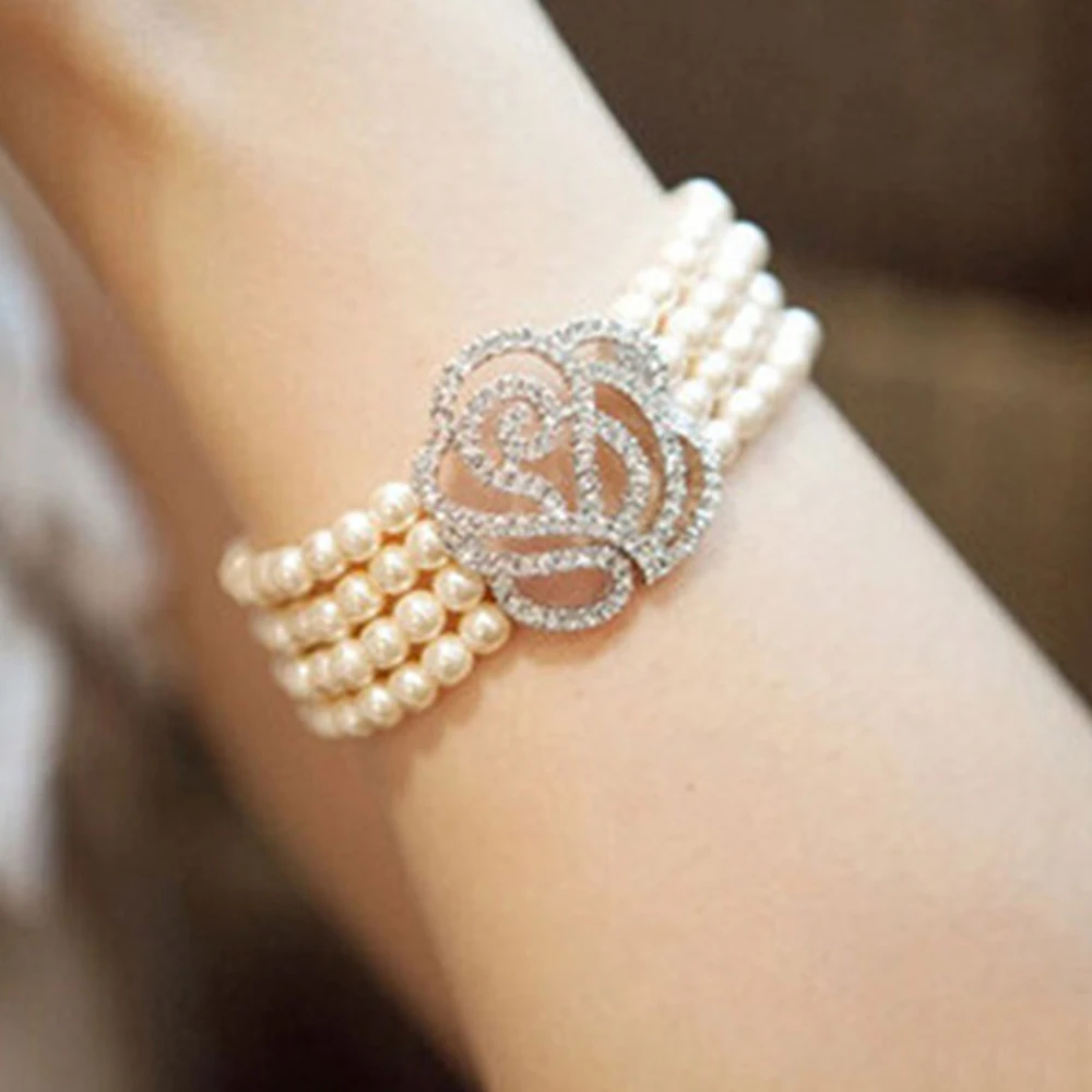 

2019 Newest Fashion Bracelets Accessories Simulated Pearl Multilayer Elastic Charm Bracelets Women Accessories Drop Shipping