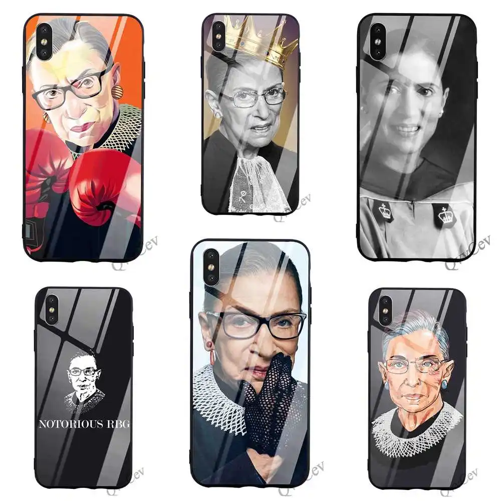 

Fashion Ruth Bader Ginsburg Tempered Glass Phone Cover for iPhone 8 Plus Case 6 6S XR Xs Max 11 pro X 7 5S 5 SE Soft
