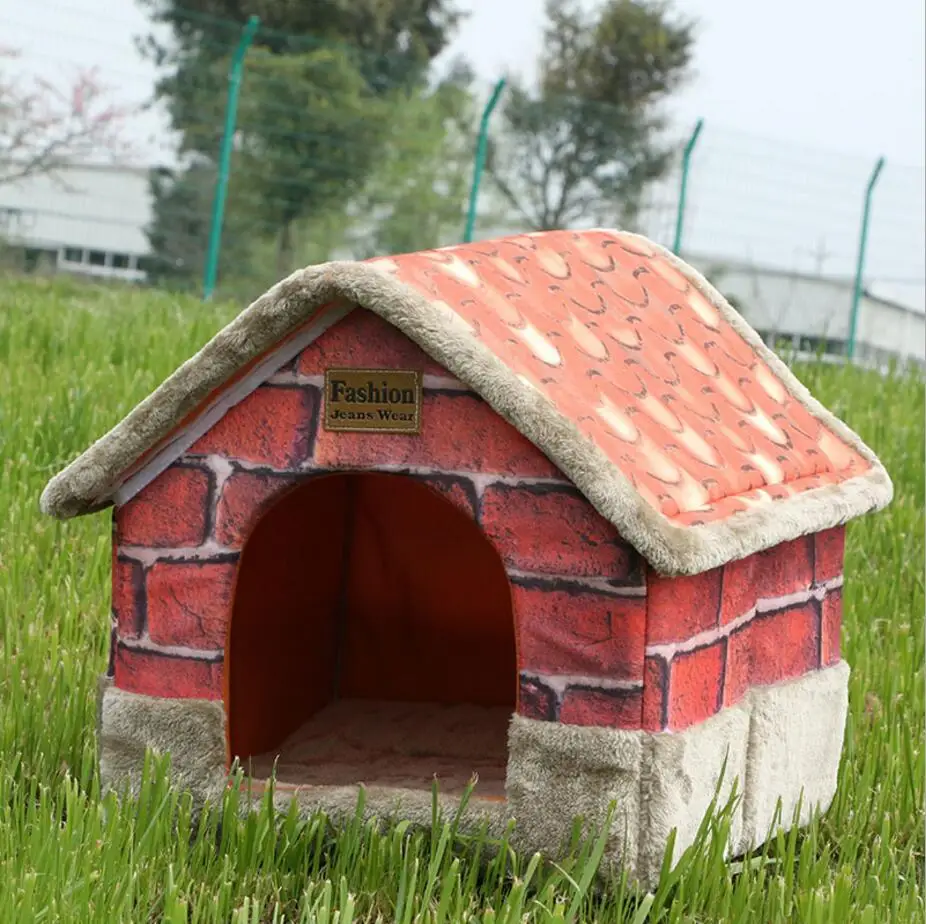 

Winter Detachable Cat Bed Dog House Retro Foldable Pet House Dog Beds For Small Medium Dogs S M L XL