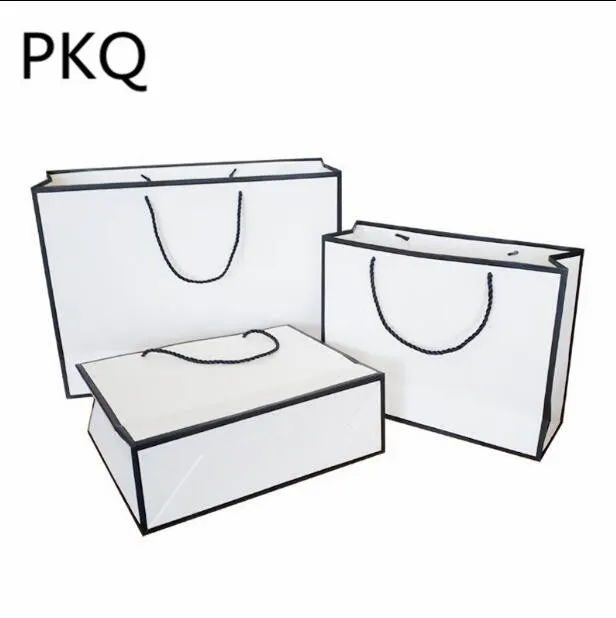 

10pcs Thick White Paper Bag cardboard Paper Shopping Bags with String Paper Shopping Bag With Handle for Clothing Gift Packaging
