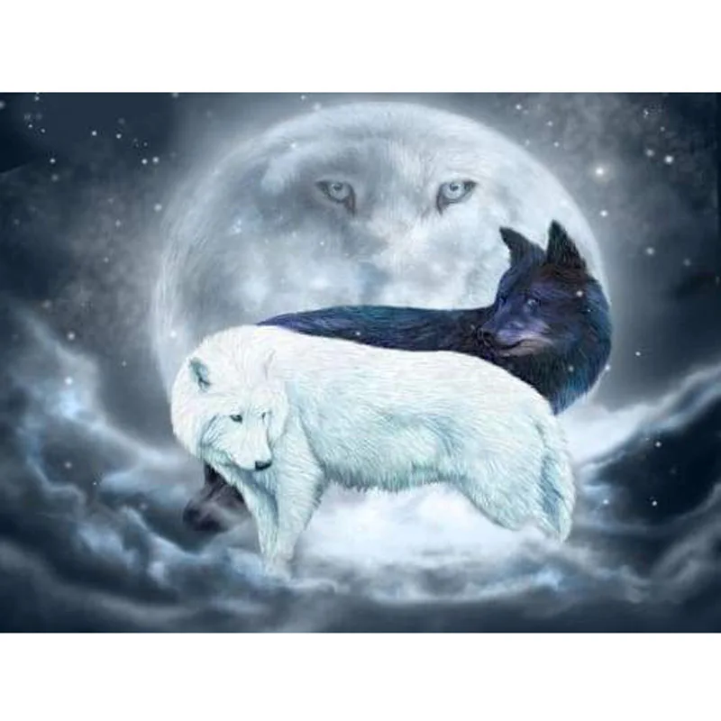 

Lifyy Diy Diamond Painting Full Drill Square Round Paint By Diamonds Bright Rhinestones Yin Yang Wolves Home Decor