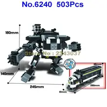 6240 503 шт 2в1 трансформация мех меха поезд строительный блок игрушка