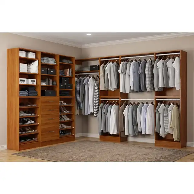 Cbmmart Custom Modern Luxury Wood System Walk In Wardrobe Closet