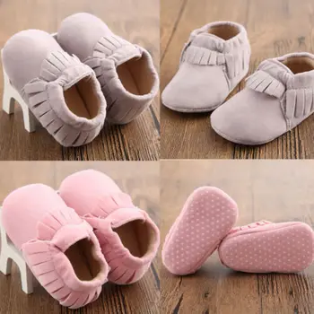 

Baby Girls Fringe Crib Moccasins Soft Sole Shoes Fashion Solid Color Tassel Cotton Casual Shoes