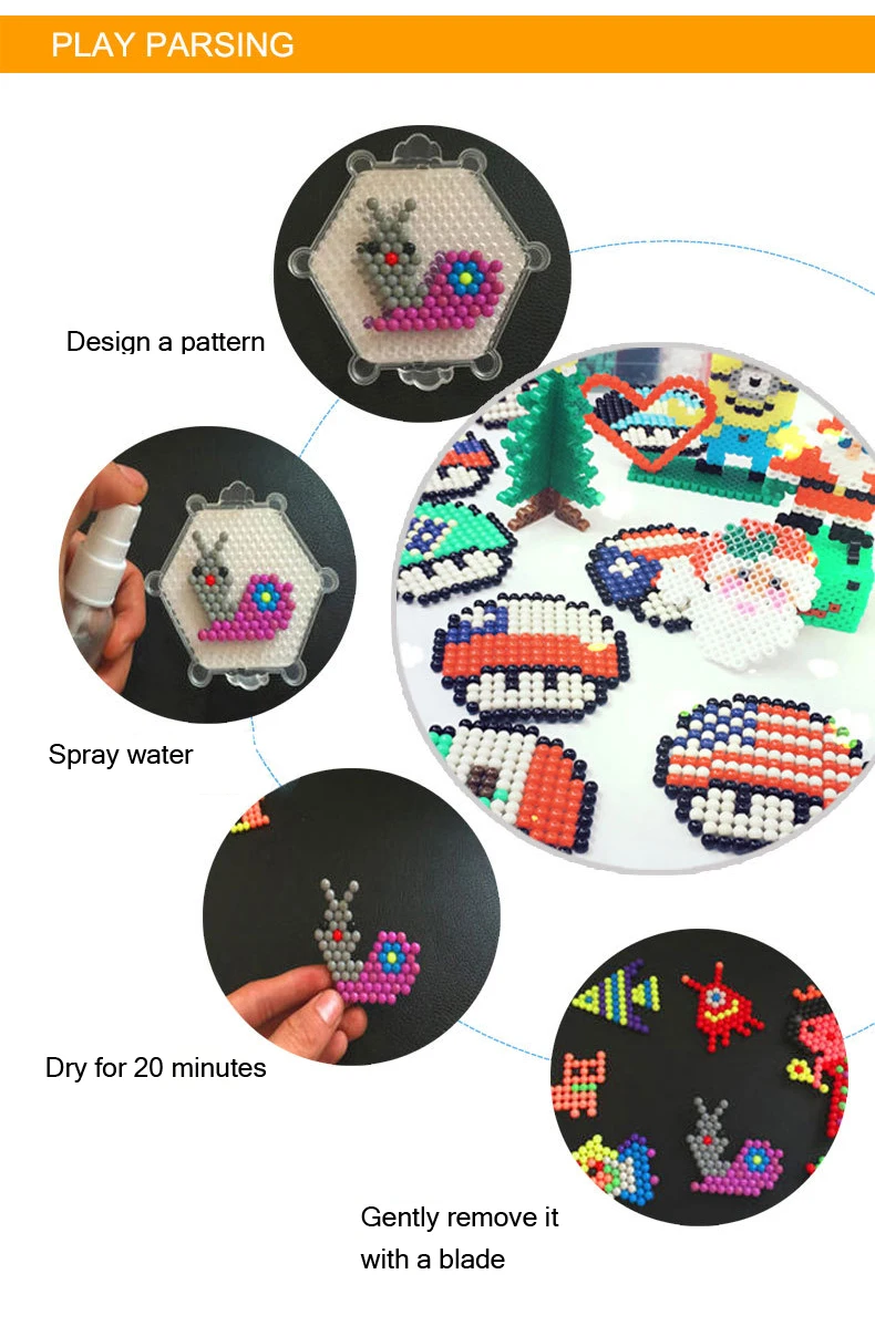 DOLLRYGA шт./пакет 1000 руководство 3D 36 цветов одноцветное бусины DIY распыления воды Волшебный подарок на день рождения для детей книги