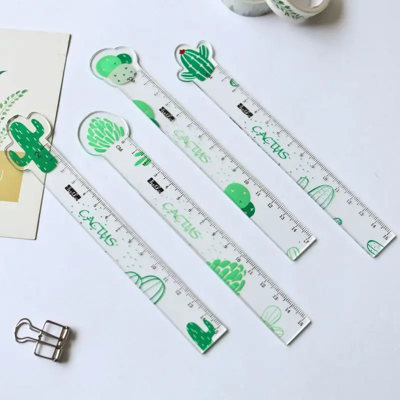 

1 Pcs Kawaii Simple Transparent Carrot Cactus Plastic Ruler Measuring Straight Ruler Tool Student Gift Stationery