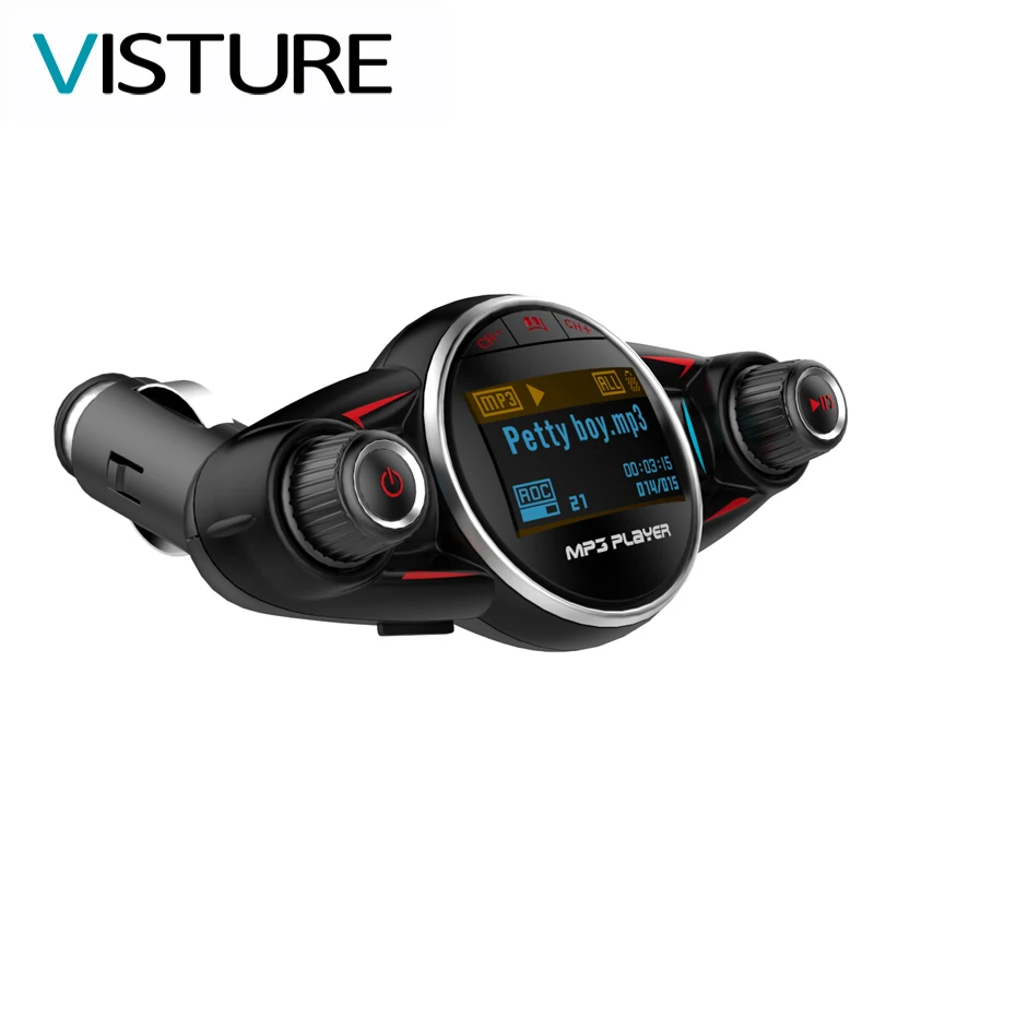 Bluetooth Car Kit Handsfree FM Transmitter Wireless A2DP AUX Audio Car MP3 Player USB Car Charger Visture BT08