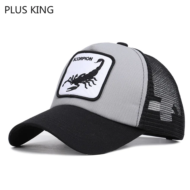 

Scorpion Baseball Cap Men Women Animal Mesh Hat Summer Trucker Cap Black Gray