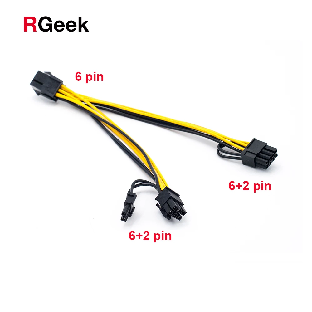 6Pin к двойному PCI-E PCIe 8Pin + 8Pin ( 6 + 2Pin) ленточный кабель питания - изображение