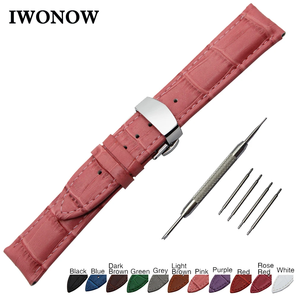 

Genuine Leather Watch Band 22mm for Samsung Gear 2 R380 / R381 / R382 Stainless Steel Butterfly Buckle Strap Wrist Belt Bracelet