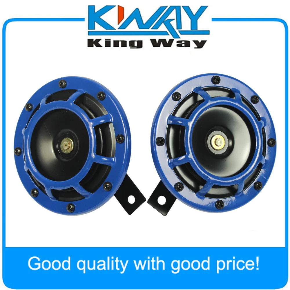 Loud Blast Tone Grill Mount 12v Electric Compact Car Horn Dark Blue