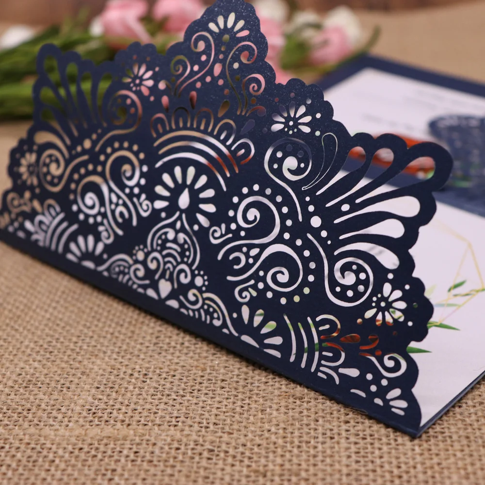 40pcs/pack Glitter Wedding Invitation Card Cover Shinny Pearl Paper Carved Invitations Birthday Bap - 33025337773