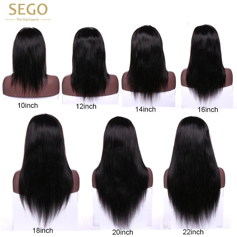 SEGO 360 Lace Frontal Wig Human Hair Straight Peruvian Remy Hair 130% Density Glueless Lace Wigs Pre Plucked with Baby Hair
