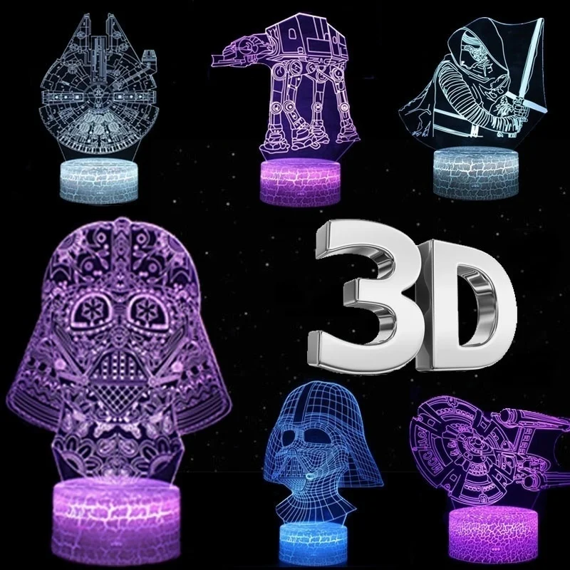 

3D Falcon Model 7 Colorful Light Darth Toy BB8 Vader Figures Saber illusion For Star War Fans Gifts