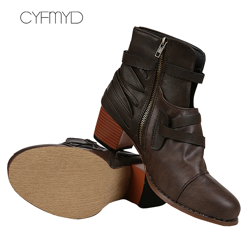 

Fashion Ankle Boots Ladies Spring/Autumn Plus Size 43 Black Pointe Boots Female Square Heel Zipper Cozy Casual Shoes For Women