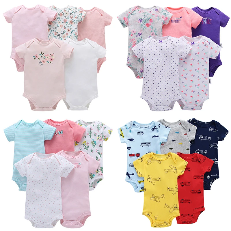 

2018 Summer Baby Rompers 5 Packs Cotton Infant Jumpsuit Newborn Print Short Sleeve Boy Clothing Baby Girl Clothes 6-24Month