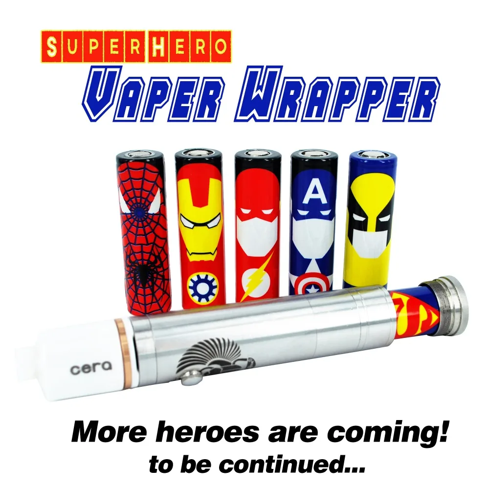 

E-XY 100pcs/lot Protector Skin 18650 Battery Protected Wrapper Super Hero Battery Wrap Skin Sticker For E Cigarette Battery