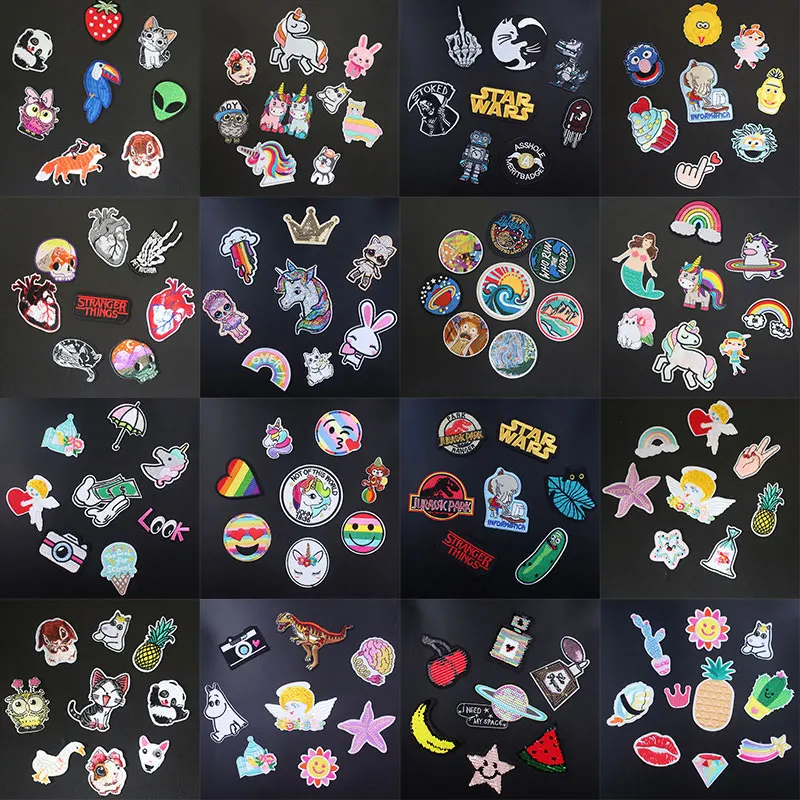 

Prajna Rick And Morty Costume Star War Embroidered Patches Jurassic World Unicorn Patches For Clothing Cupid Crown Sequin Patch