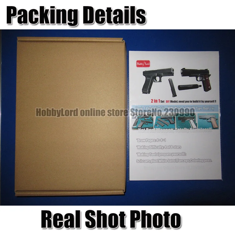 Новинка 2019 года 2 в 1 бумажная модель Glock18 M1911 игрушечный пистолет страницы для