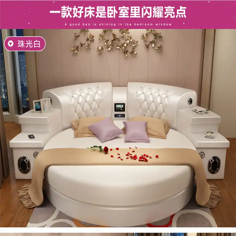 CBMMART king size round bed on sale, red leather round bed with