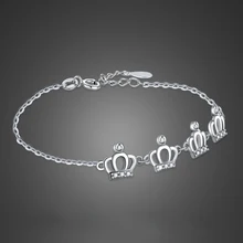 Минимализм Корона браслет для Для женщин Изысканные подарки украшения дружбы 925 стерлингового серебра ссылка Bracelett браслеты с подвесками, ювелирное изделие, подарок