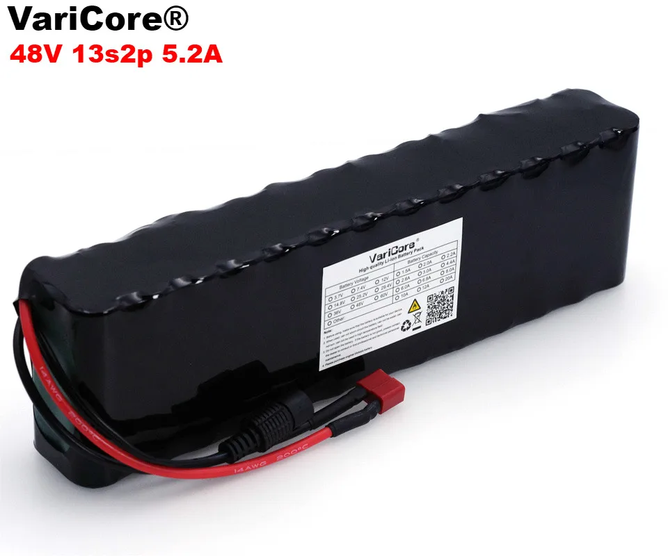 Buy VariCore 48V 5.2ah 13s2p High Power 18650 Batterie Electric Vehicle Motorrad DIY Batterie 48V BMS Schutz+54.6V 2A Charger
