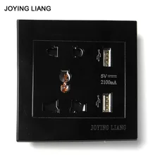 Joying Liang черный 86 USB настенная розетка электрические розетки 110-250 В 10A розетка панель USB выход 2100mA