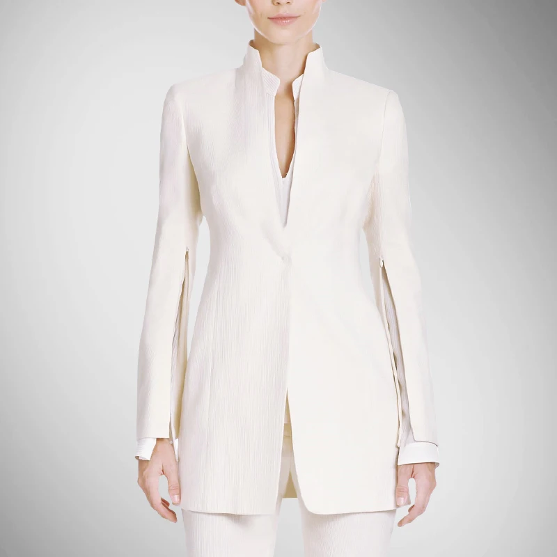 Классический однотонный блейзер Feminino Jaqueta Feminina, женские блейзеры и куртки, осенняя новинка, модный тонкий костюм, темперамент - Цвет: White