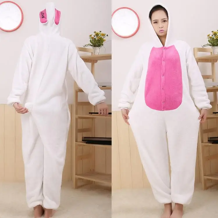 Lovely bunny Rabbit Animal Onesies Pajamas For Adult Cute Women's One