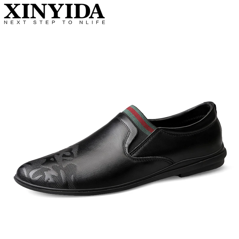 

High Quality Genuine Leather Men Dress Shoes Slip On Breathable Soft Causal Men Leather Shoes Fashion Men Loafers Plus Size37-45