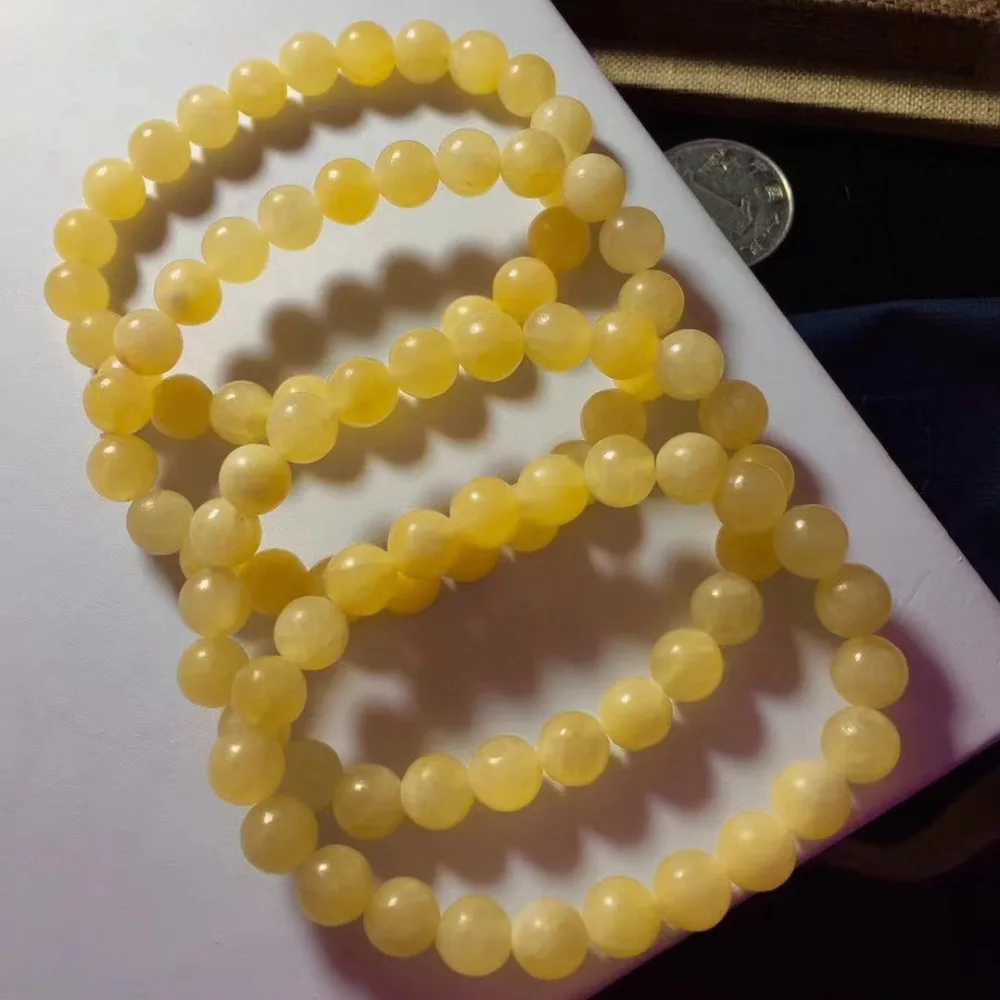 

yellow jades round 6/8/10/12/14/16/18mm bracelet 7.5inch wholesale bead gift nature FPPJ